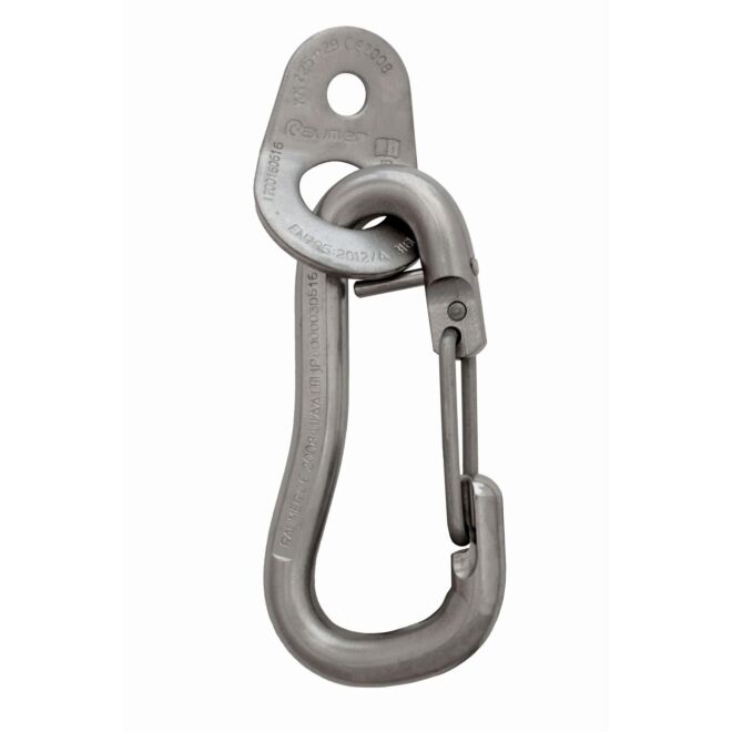 Raumer Placchetta inox Wing Ø10 + Moschettone inox R5000