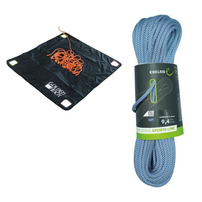 Oliunìd Kit Leonidio 9.4 mm + toile de transport de corde Golden Rock Rope Tarp