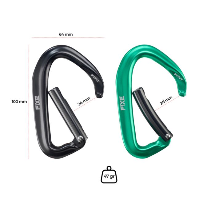 Fixe Pack 4 Puput Wide Green mousquetons d'escalade