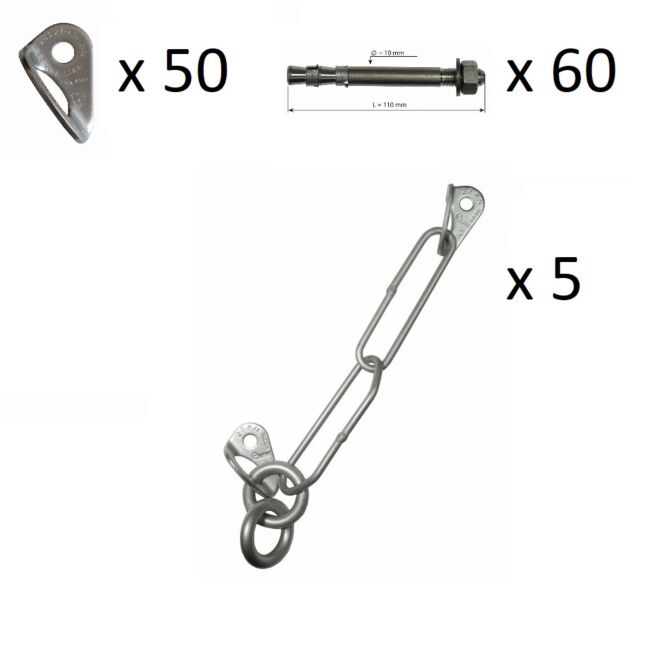 Oliunìd Kit chiodatore chaînes double anneau plaques clous x5